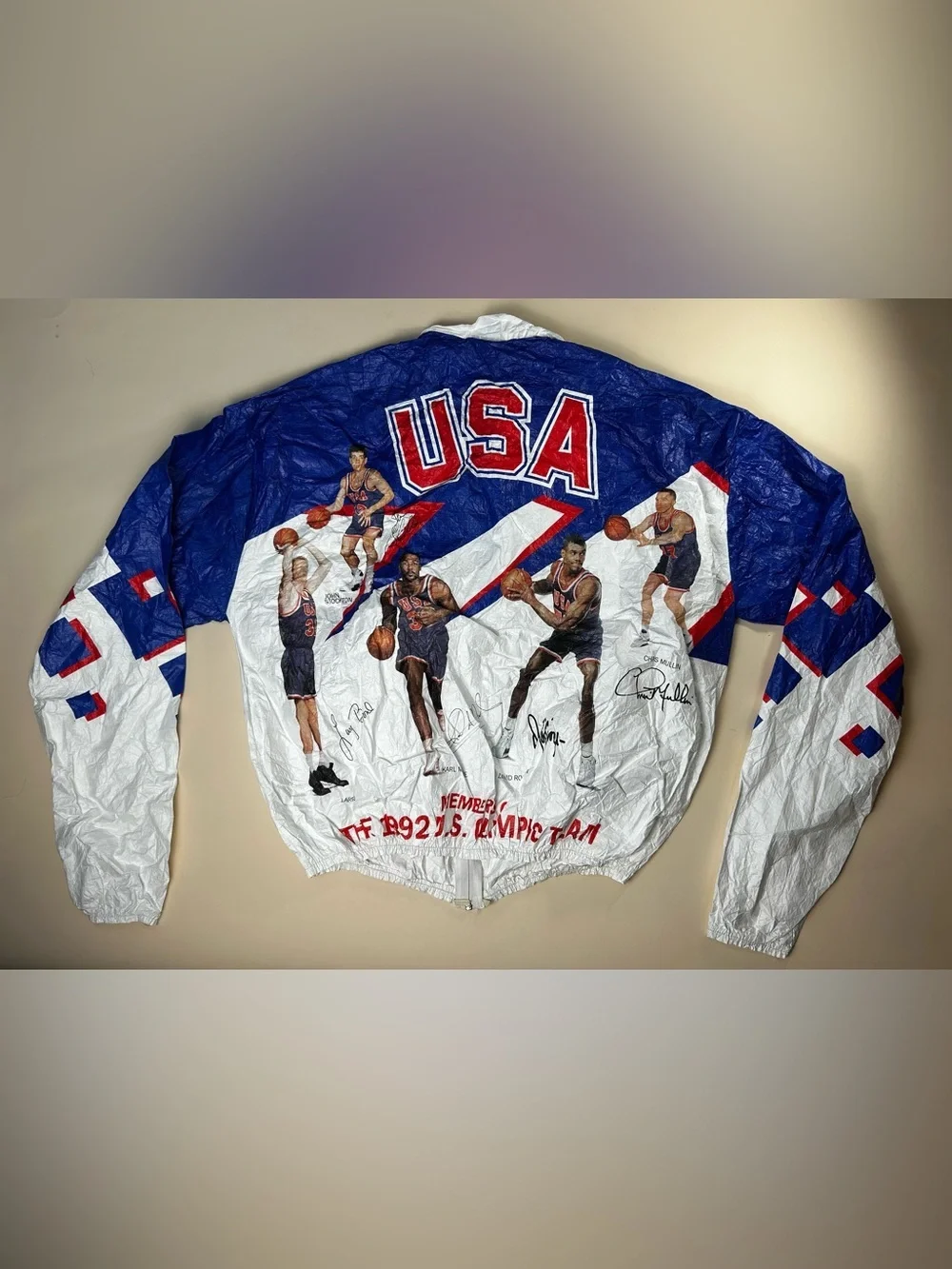 Vintage USA Olympic Basketball Windbreaker Jacket - Blue & White (1992) size XL